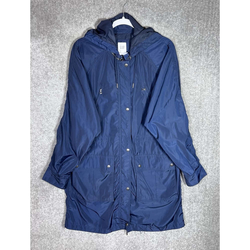 GAP Anorak Windbreaker Rain Coat‎ Mens Size MT Blue Iridescent Polyester Pockets